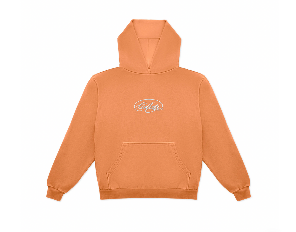 CURSIVE HOODIE - CORAL ORANGE