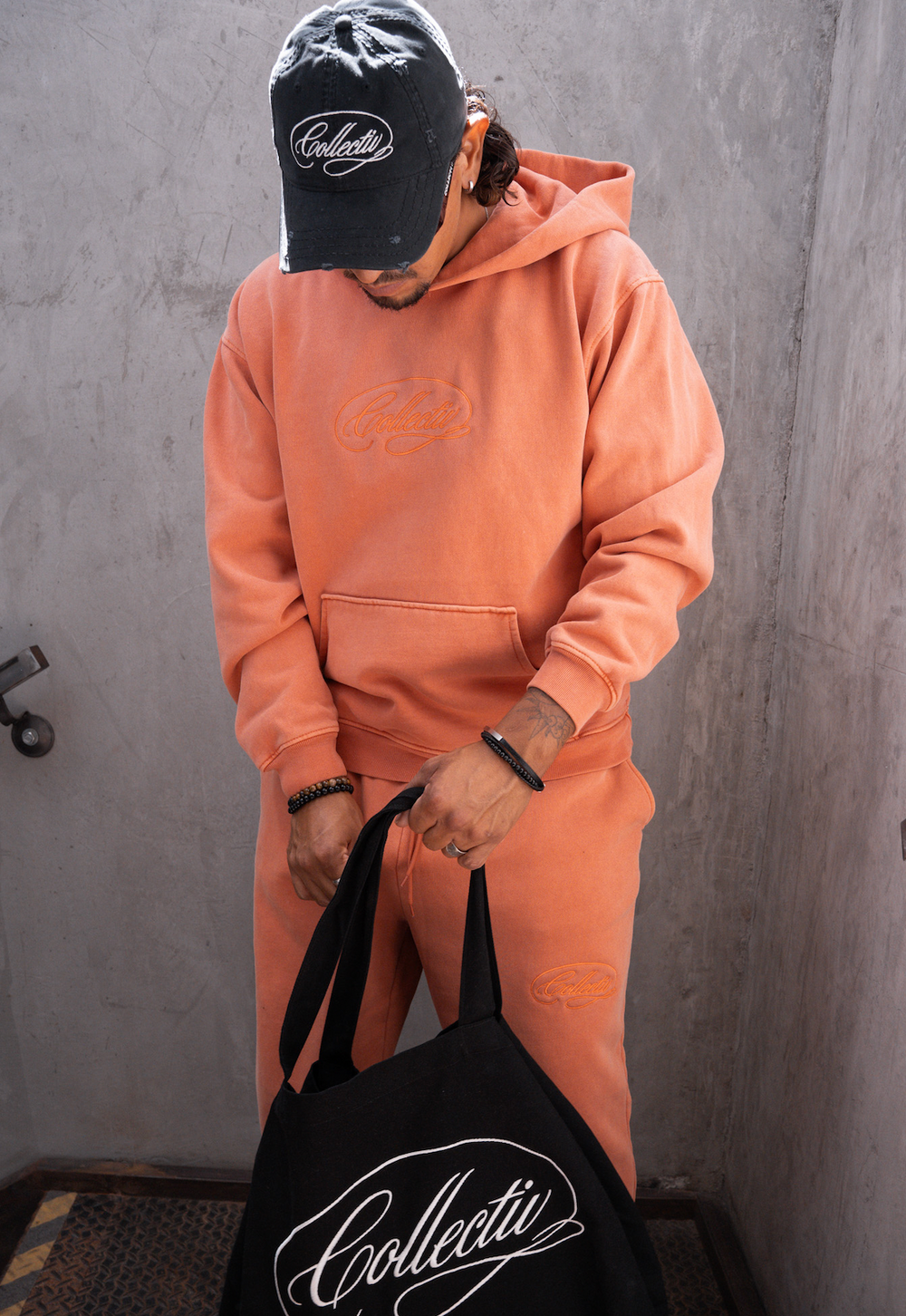 CURSIVE HOODIE - CORAL ORANGE