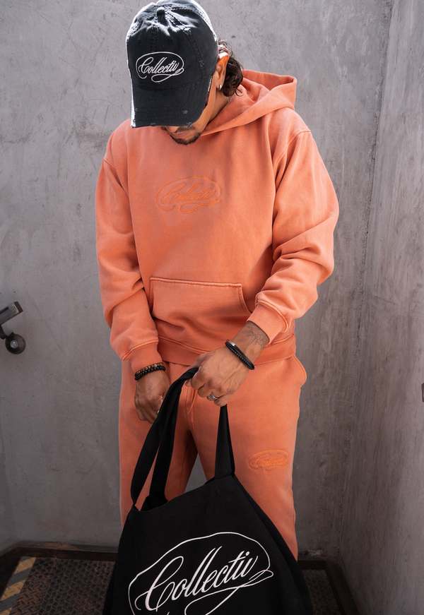 CURSIVE HOODIE - CORAL ORANGE
