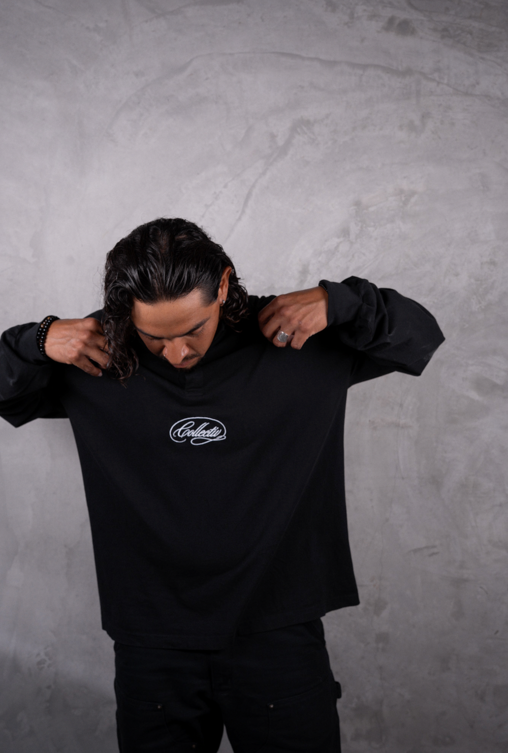 CURSIVE LONG SLEEVE POLO